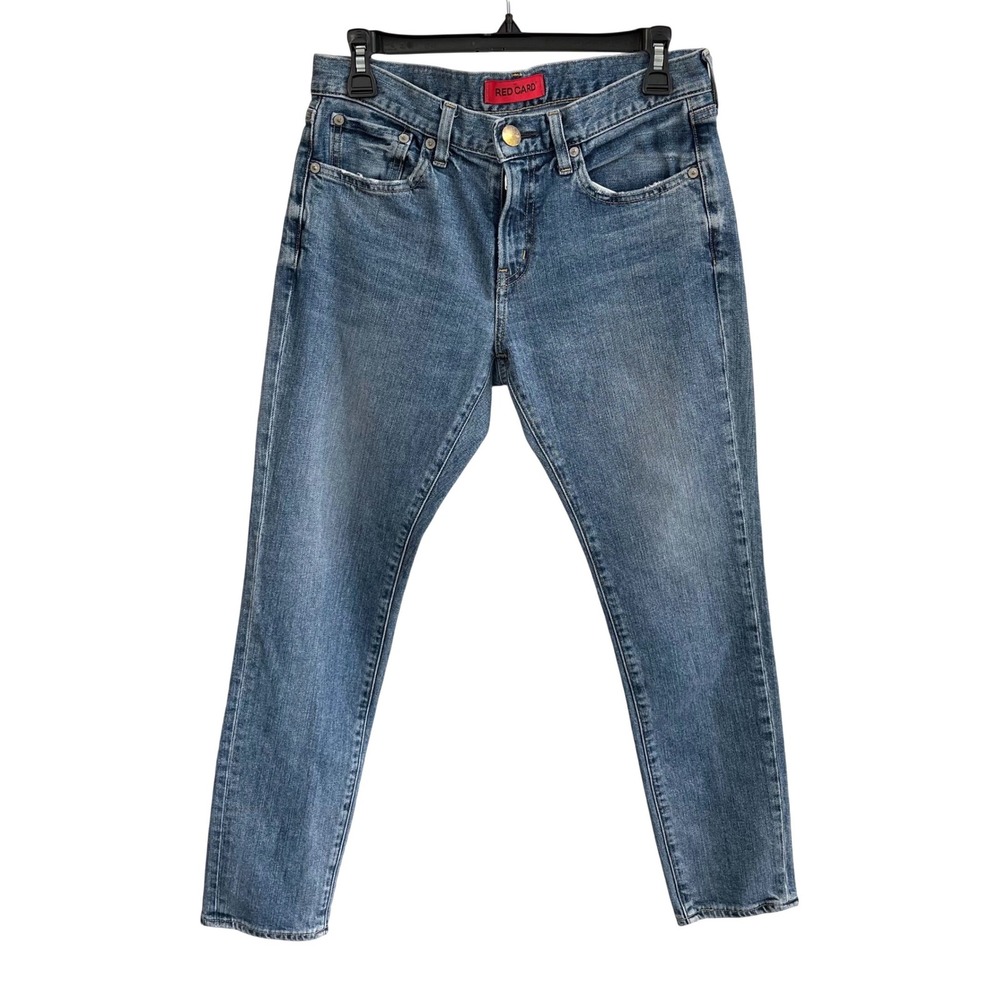 Red Card Slim Straight Jeans Womens 25 Blue Medium Wash Japanese Denim 12403G‎